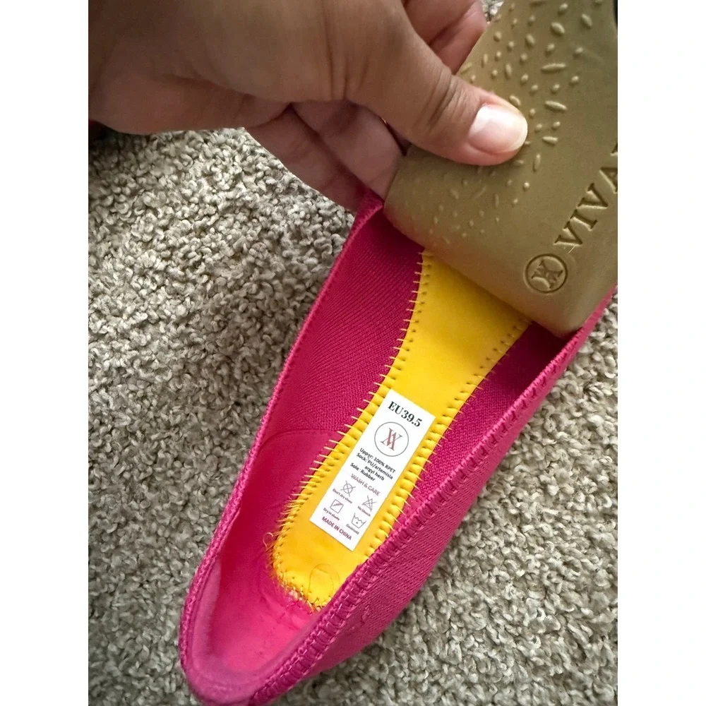 VIVAIA Aria 5 Pointed Toe Pitaya Pink Womens Size 8.5 Knit Flats Preppy - Picture 5 of 6
